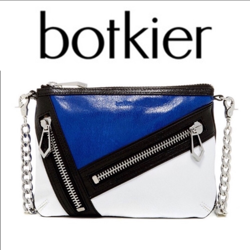 Botkier Cruz Leather Colorblock Crossbody Bag Blue White Black